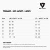 Size chart for REVIT Tornado 4 H2O Jacket - Ladies