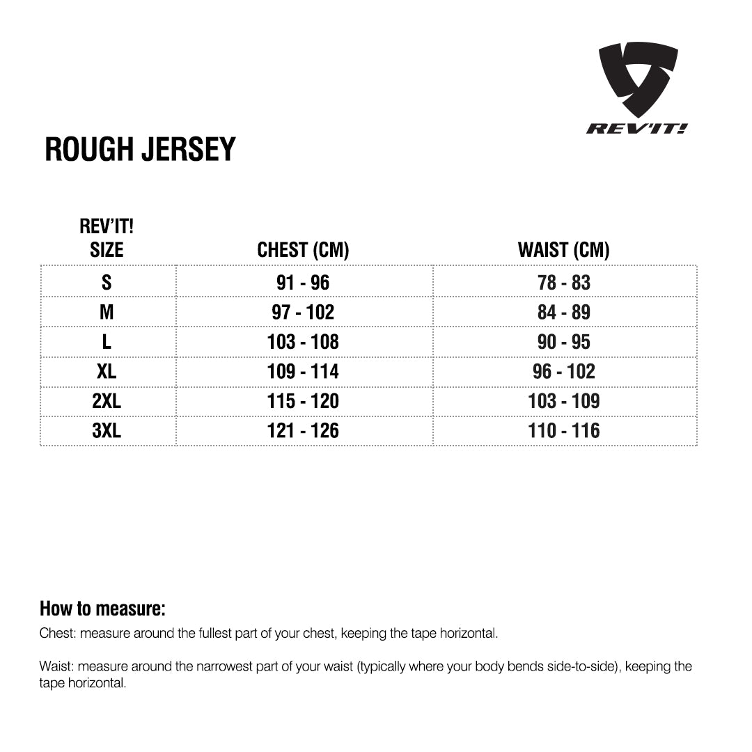Size chart for REVIT Jersey Rough