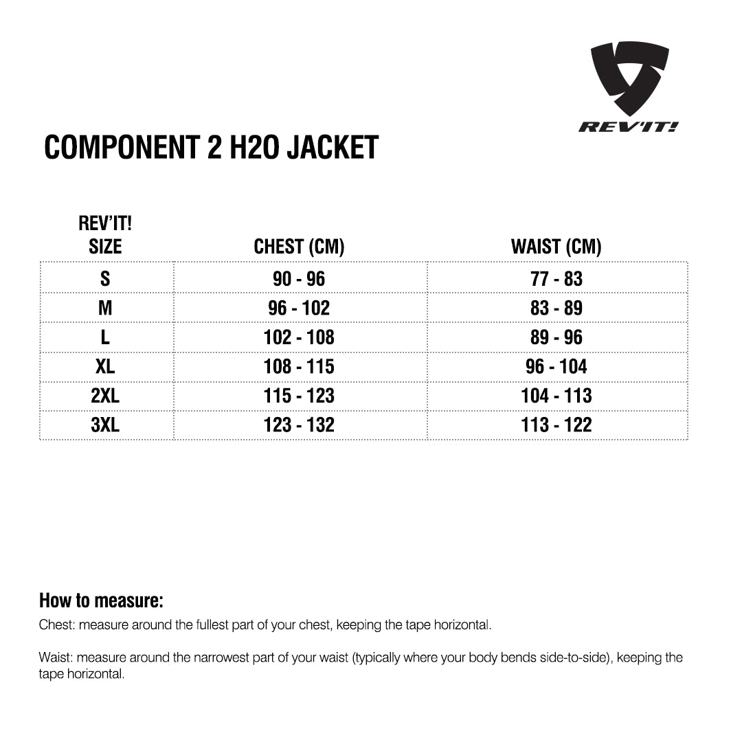 Size chart for REVIT Component 2 Jacket