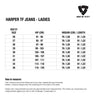 Size chart for REVIT Harper TF Ladies Jeans