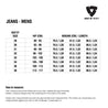 Size chart for REVIT Jeans - Mens